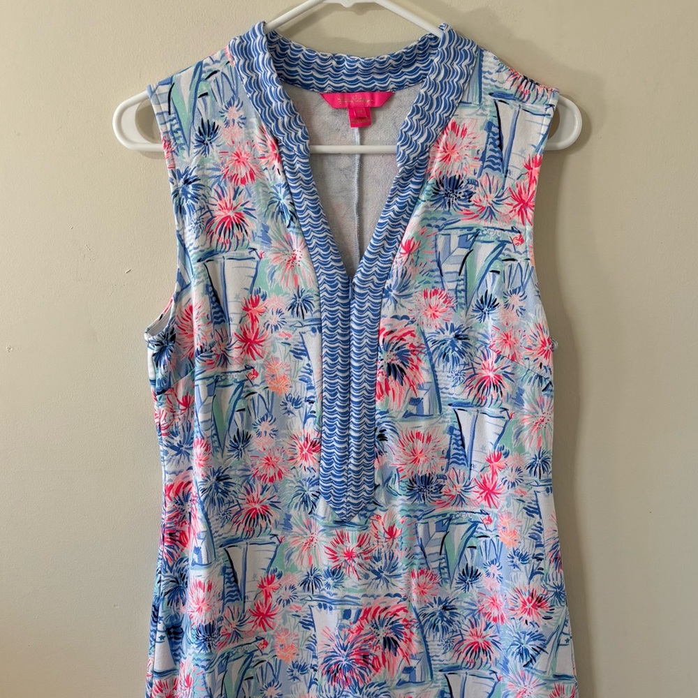 Lilly Pulitzer Larsen Shift Dress Sea to Shining Sea Engineered Shift Dress Sz M - Picture 3 of 12